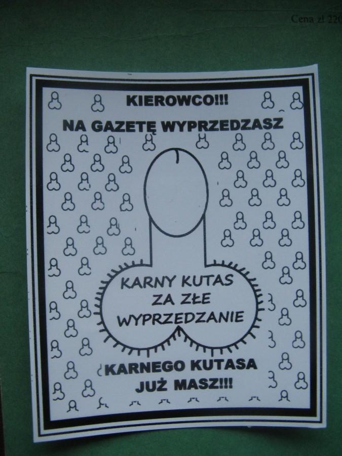 Karny k*** za wyprzedzanie na gazetę