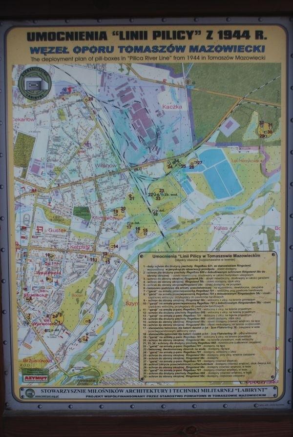 mapa ze schronami w Tomaszowie