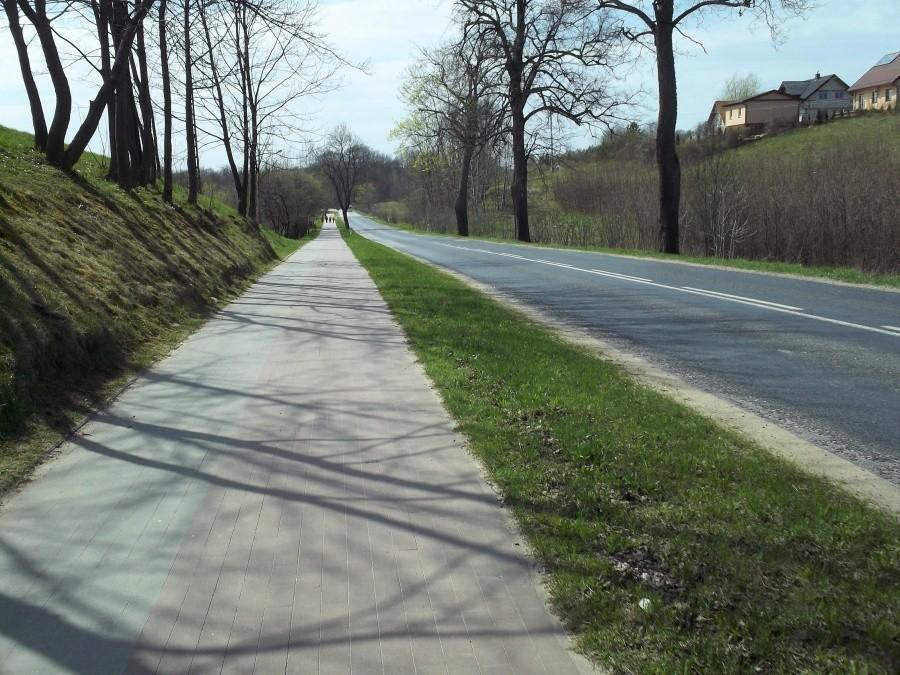 Ścieżka rowerowa w Przywidzu przy ruchliwej drodze 221