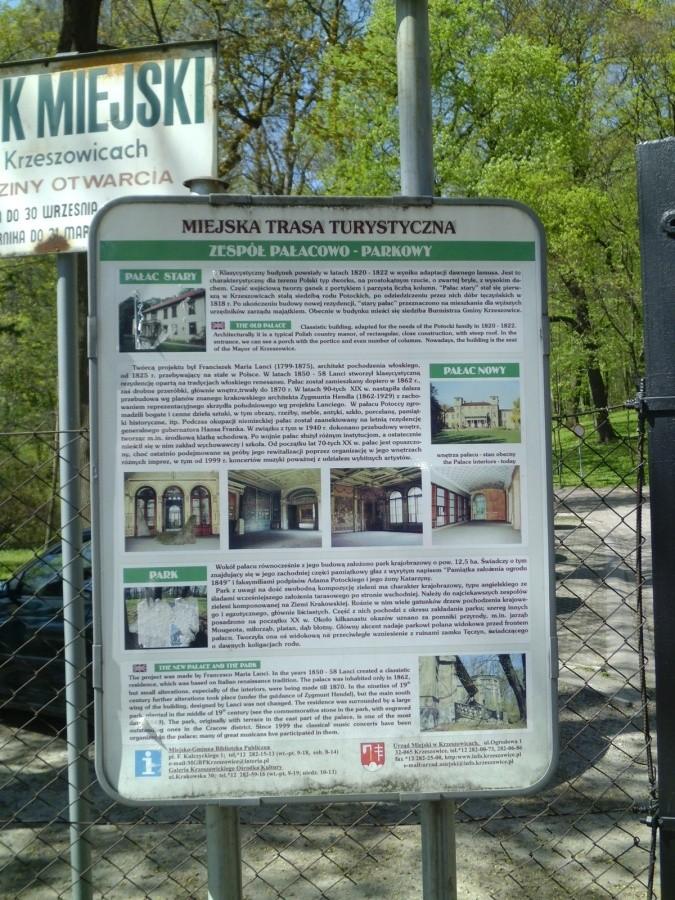 Krzeszowice: Park miejski - tablica informacyjna