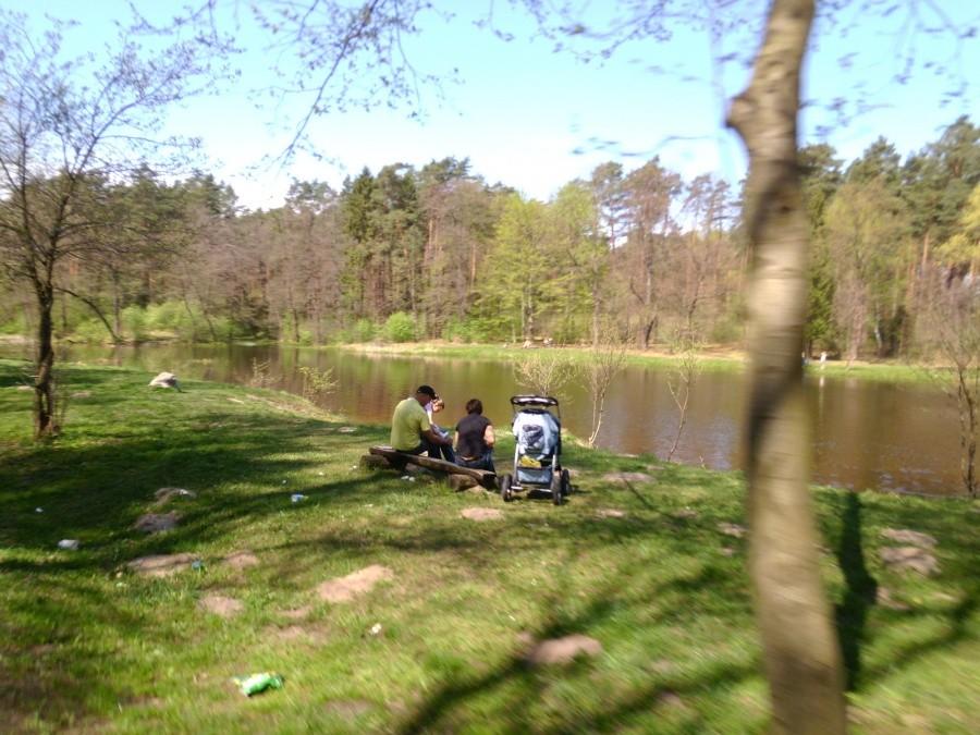 Tenczynek: Malutkie jeziorko przy drodze.