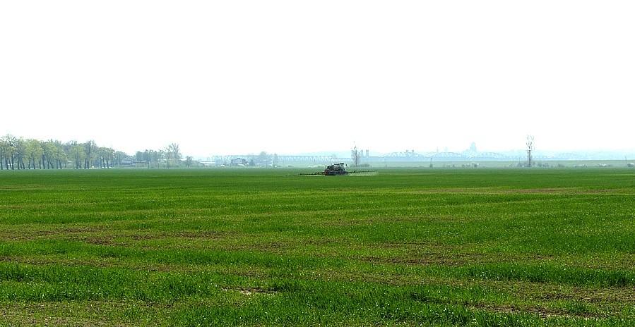 Prace polowe i panorama Tczewa.