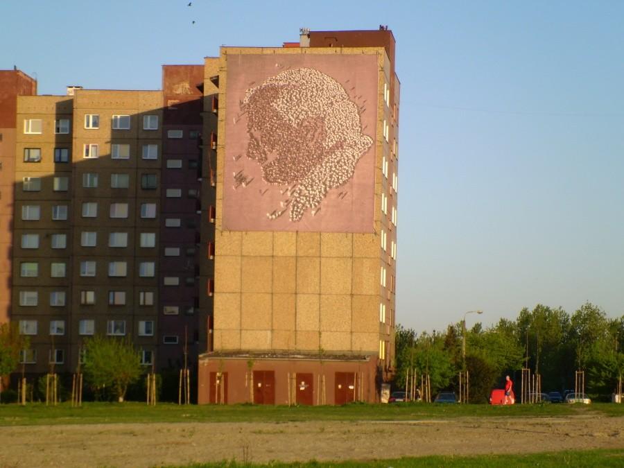 Sosnowiec: Mozaika na bloku w okolicach placu Papieskiego