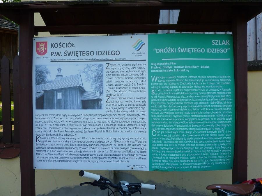 Tablica informacyjna. Kościół św. Idziego w Zrębicach