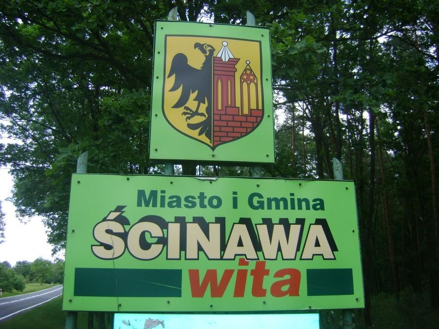 Ścinawa - znak powitalny.