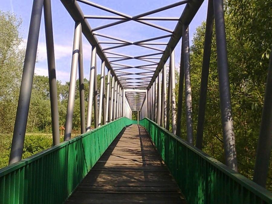 Kładka nad Odrą. Przejazd z Antosovic do Pudlova