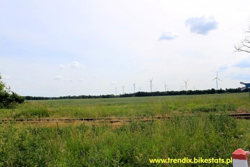 widok na ferme wiatrowa od strony Słodkówka