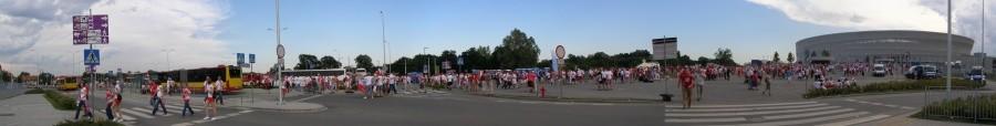 panorama stadionu we Wrocławiu przed meczem