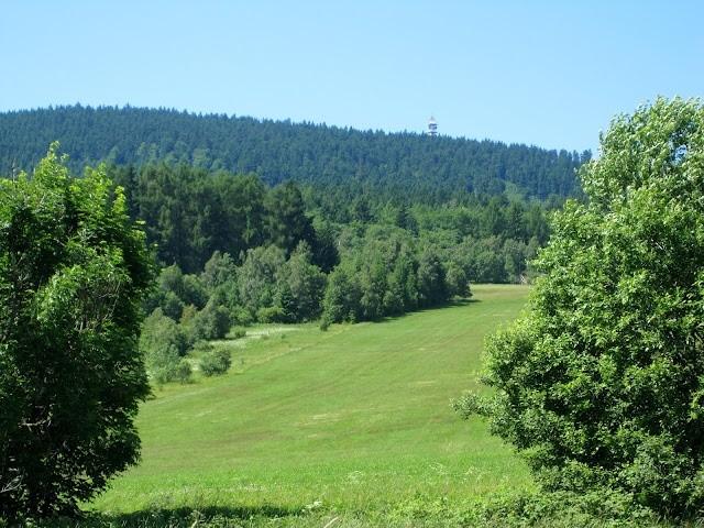 Widok na wieżę widokową w Czechach
