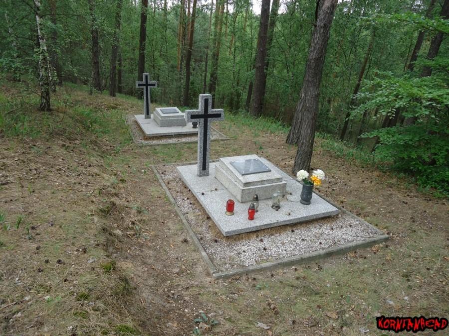 Jeszcze jedno ujęcie przed odjazdem. Jak widać mogiły są w lekkim obniżeniu co do drogi, która jest po lewej stronie.