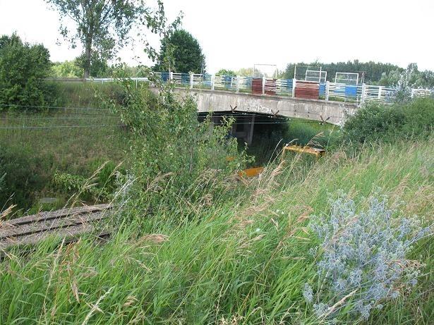 wiadukt na trasie Orzeszyn - Sobików, dołem też odbywa się ruch po torach