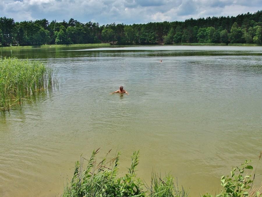 Kąpiel w jeziorze - Sztumskie Pole.