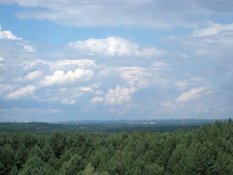 w oddali widać wschodnią część Poznania i ponad 200 metrowy komin EC Pozniań - Karolin.