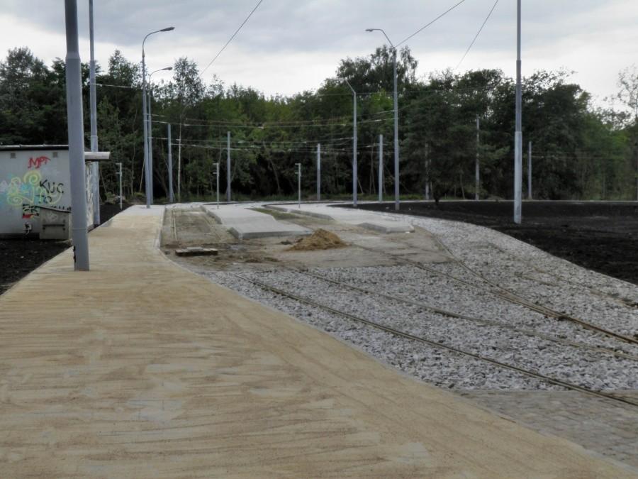 Jeszcze jedno ujęcie przebudowanej pętli tramwajowej pod Lasem Arkońskim.