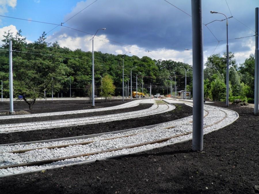 Pętla tramwajowa linii nr 3 - zachmurzone niebo.