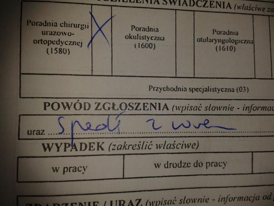 Pogotowie Ratunkowe w Łodzi. Po wywiadzie i obszernych wyjaśnieniach okoliczności wypadku.