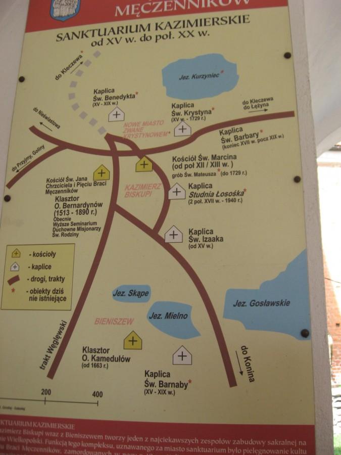 Kazimierz Biskupi: mapa szlakiem Pięciu Braci Męczenników