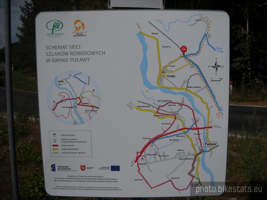 Mapka szlaków w okolicach Puław