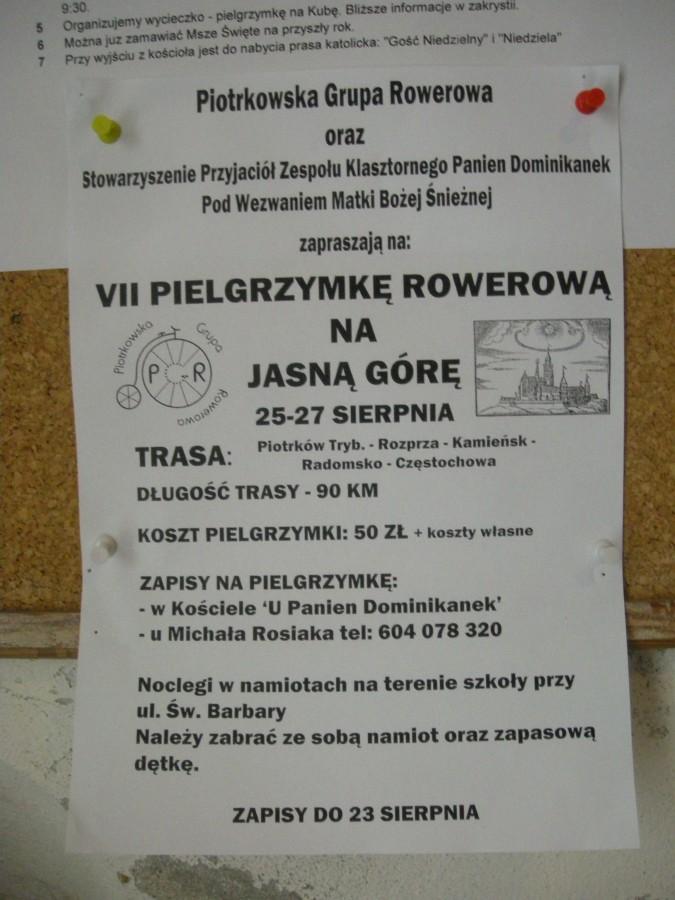 Zaproszenie na Pielgrzymkę rowerową