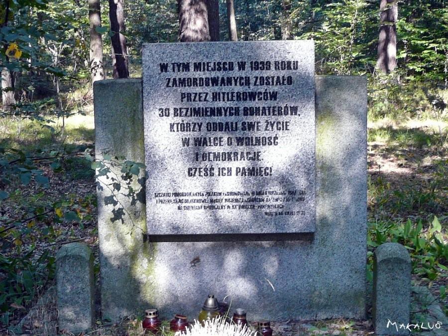 Symboliczna mogiła w lesie panewnickim.