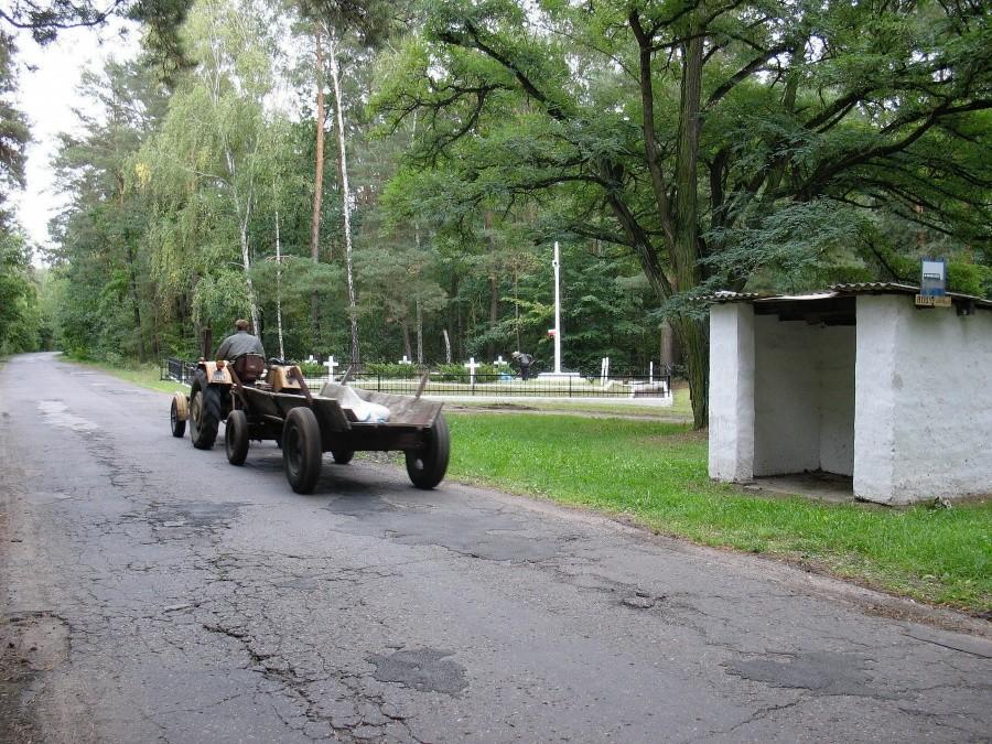 Stare Budy - przystanek, zaprzęg i cmentarz wojenny.