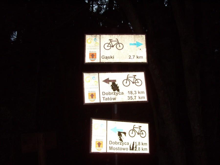 Do latarni w Gąskach jeszcze tylko 2,7 km przez całkiem obcy mi las przejazd rewelacja wreszcie jakieś nierówności.