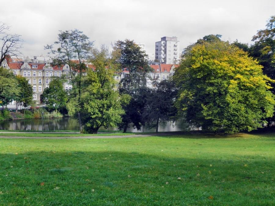 Z parku Kasprowicza - w dole jezioro Rusałka oraz budynki dzielnicy Niebuszewo.