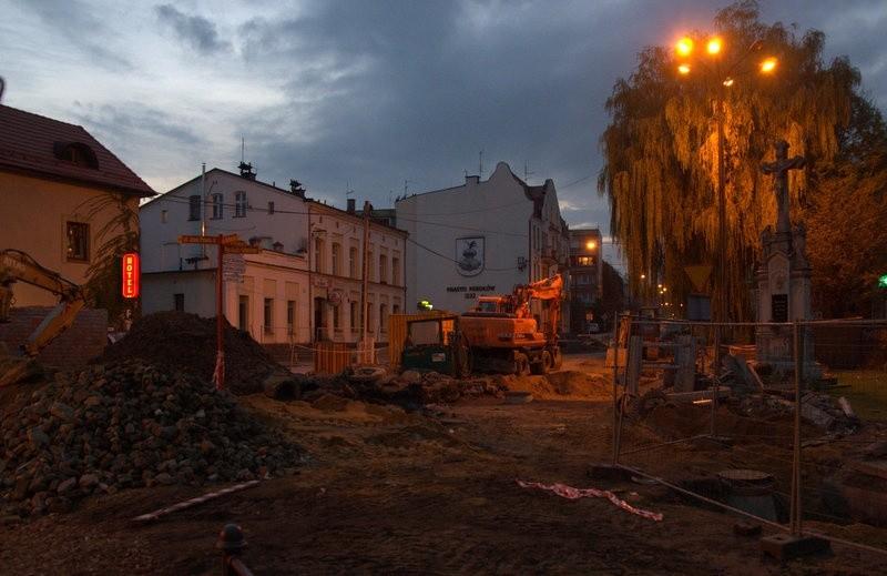 Rozkopane centrum Mikołowa - mam wrażenie, że wszystkie miasta wyglądają podobnie