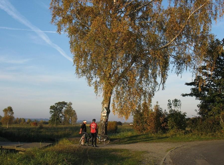 Kapliczka rowerzystów nad Kanałem Leniwym