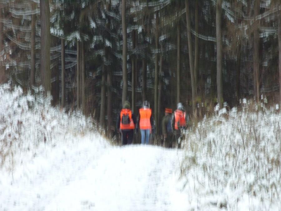 I trafiłem z polowania wracali myśliwi ze 15stu ich było, zdjęcie nie ostre bo podczas jazdy cyknięte.