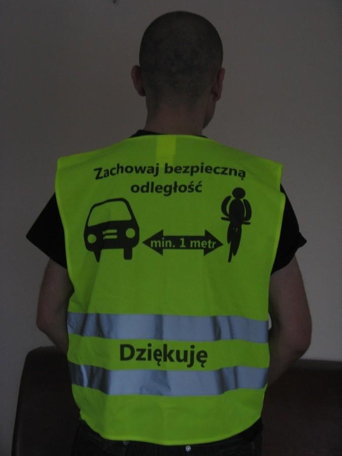 Rowerowa kamizelka "Zachowaj bezpieczny odstęp"