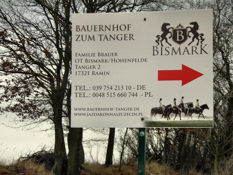 Może wybrać się na konie - tablica przy drodze Bismark - Blankensee.