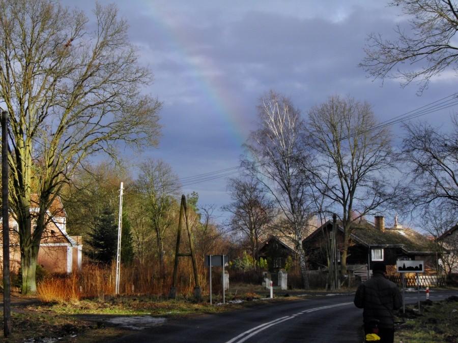 Grudniowa tęcza nad Trzebieżą.