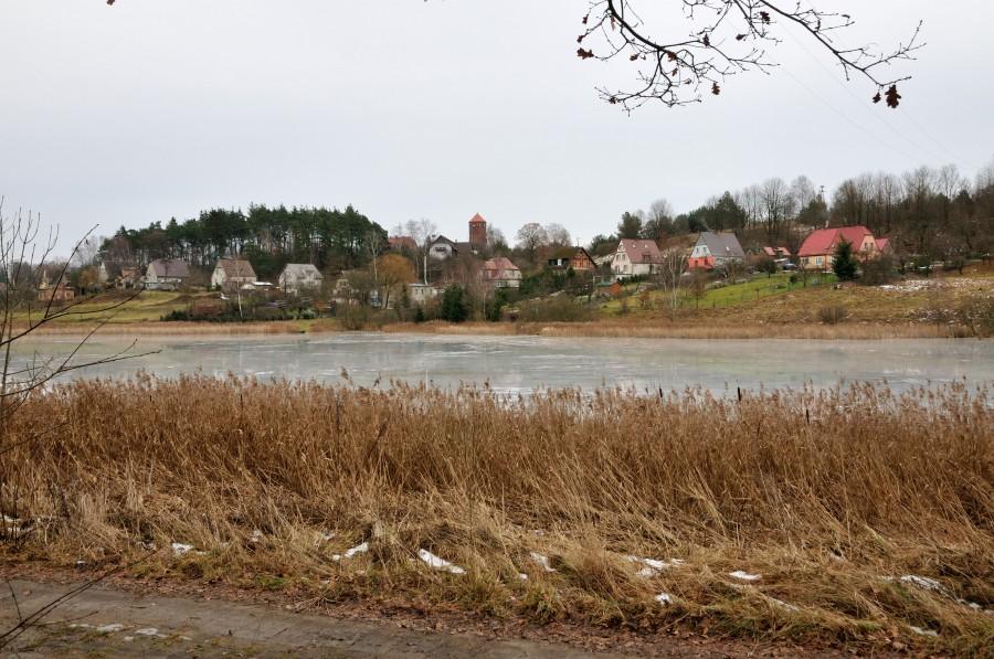 Panorama Złocieńca nad jeziorem Rakowo