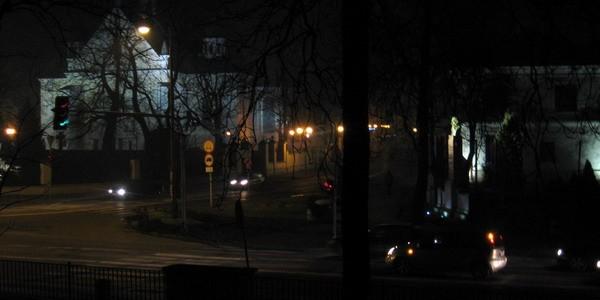 Skrzyżowanie ulicy Zamkowej i ulicy Warszawskiej, w tle kościół św.Anny