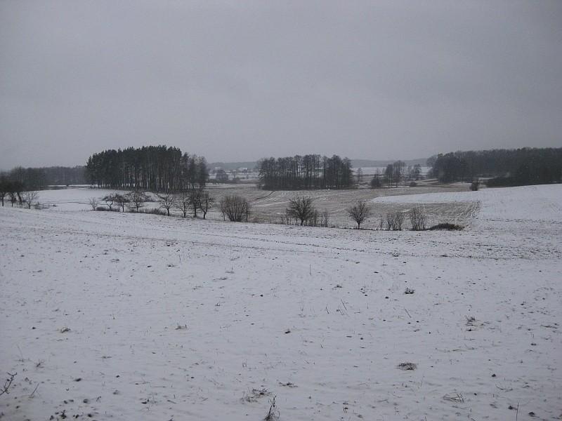 Łoskoń Stary - widoki na łąkowo-zimowe pejzaże