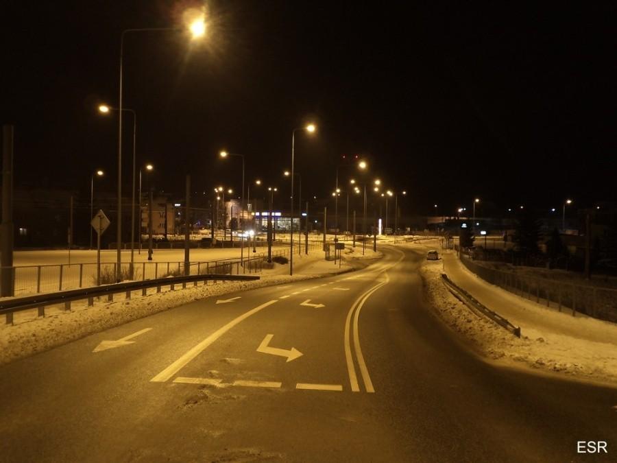 zjazd z wiaduktu Dębowa w kierunku Ronda Kaliningrad