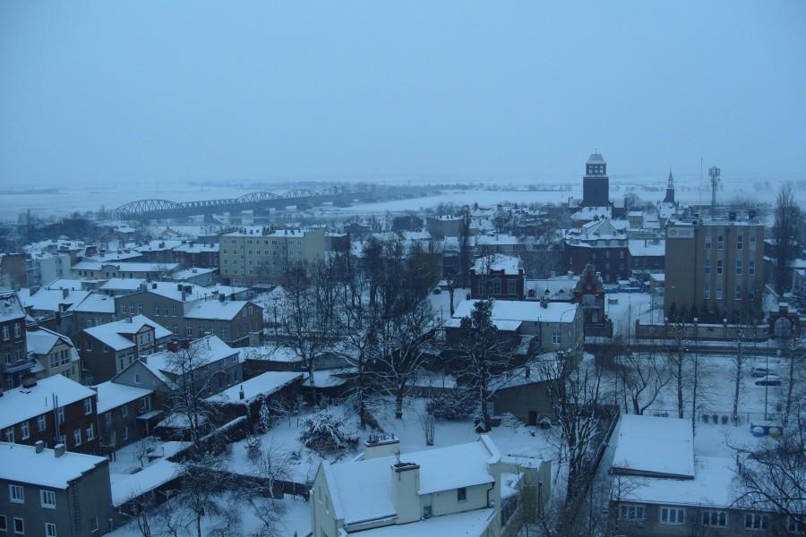 Panorama miasta Tczewa podziwiana z 37 metrowej drabiny strażackiej