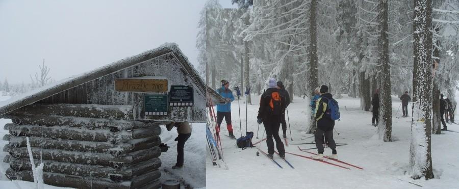 Wreszcie docieramy do przełęczy Trzech Granic - Smrk Hranicnik a tu sporo biegaczy.
