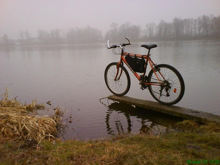 Staw na płd-zach od Małomic - ten jakoś nie zamarzł (niepływałbym)