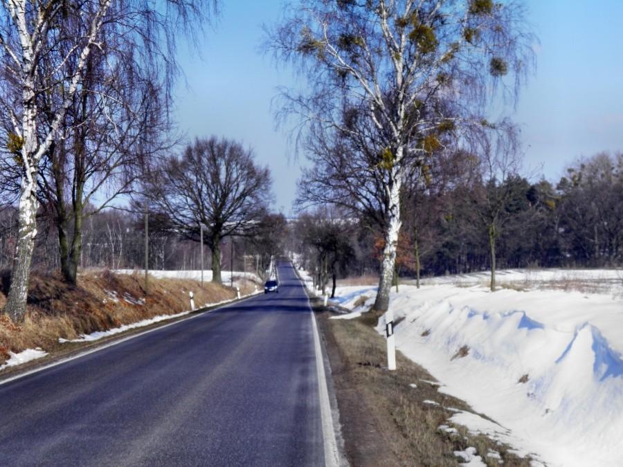 Droga do Löcknitz - na poboczach i w lasach ciągle leży śnieg.