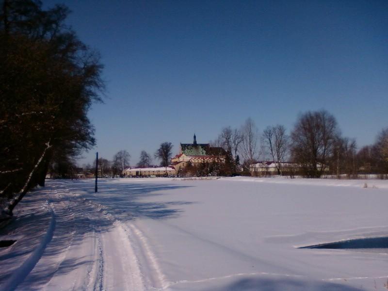 Widok na klasztor w Lutomiersku