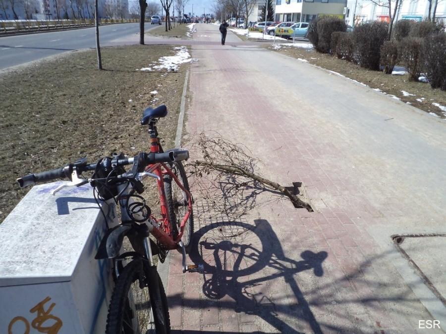 Dziura w ścieżce rowerowej