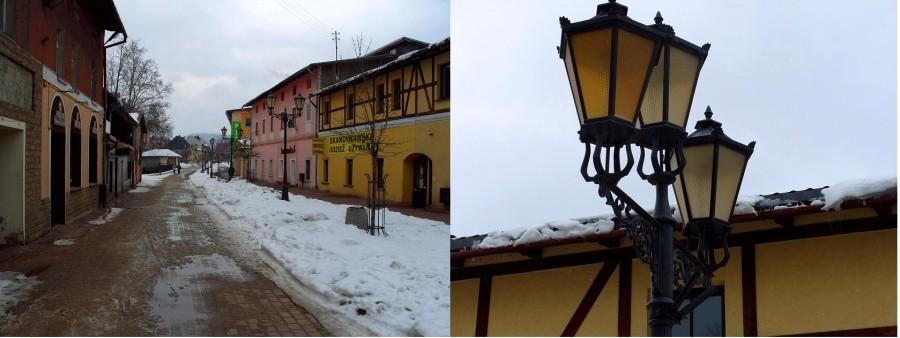 Deptak w Szczytnej choć prawie wymarły to jednak lekko wiosenny.