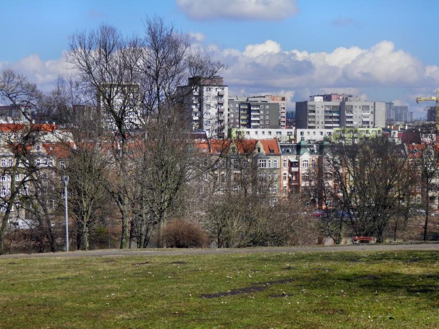 Dzielnica Szczecina - Niebuszewo, widok z parku Kasprowicza 8 kwietnia 13 r.