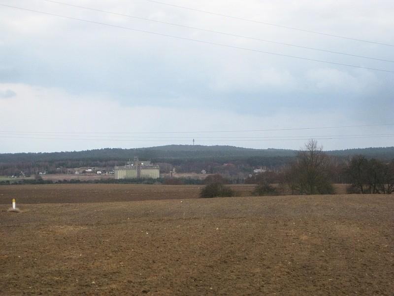 Dziewicza Góra widoczna z Radojewa z nieco bliższej perspektywy