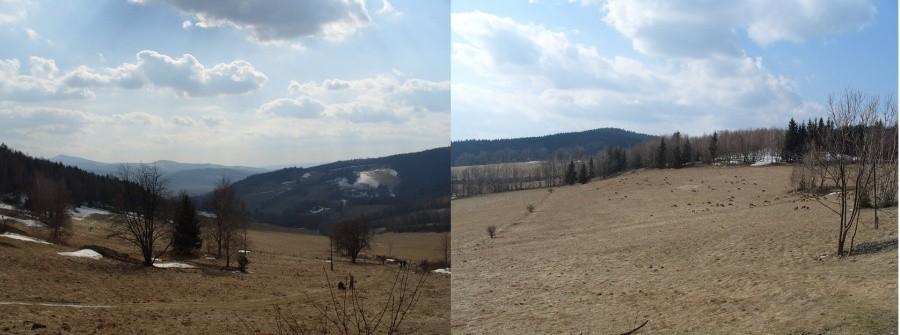 Panorama w stronę Lądka i głośno beczących owiec ale dawały czadu jak w powiedzeniu " jak zarzynane". I zjazd do Lądka.
