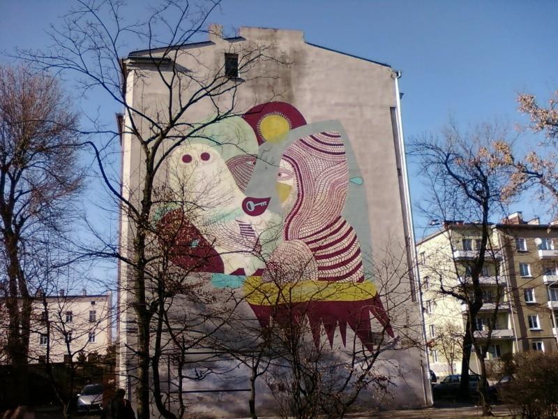 Mural przy skrzyżowaniu Rybna - Lutomierska