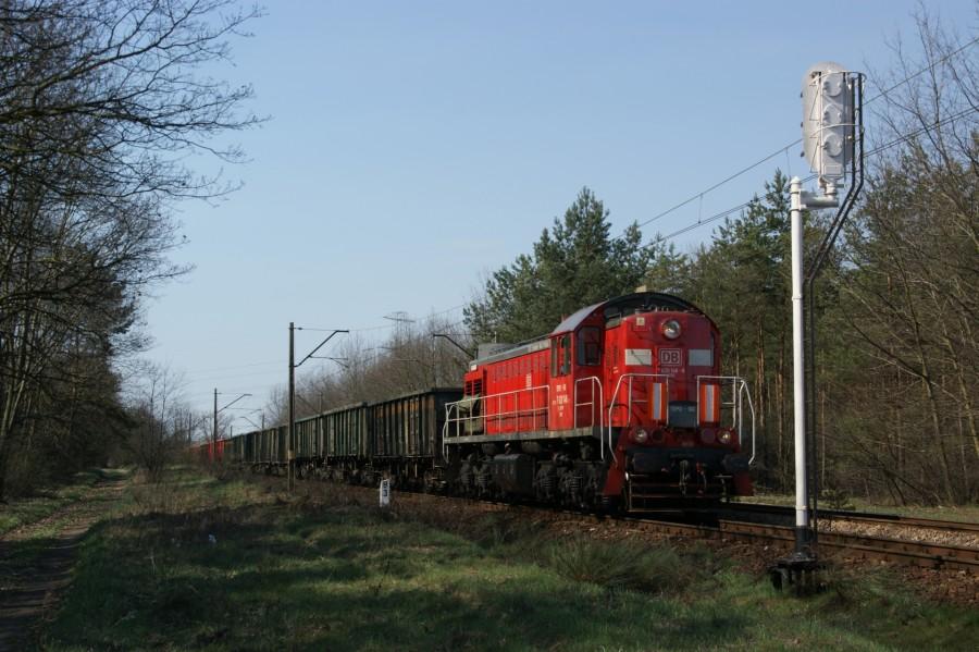Tamara(TEM2)-166 przewożnika DB Shenker Rail Polska na szlaku Bierawa-Dziergowice