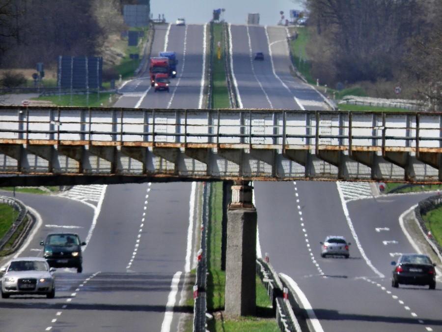 Widok z wiaduktu nad autostradą - Kołbaskowo.